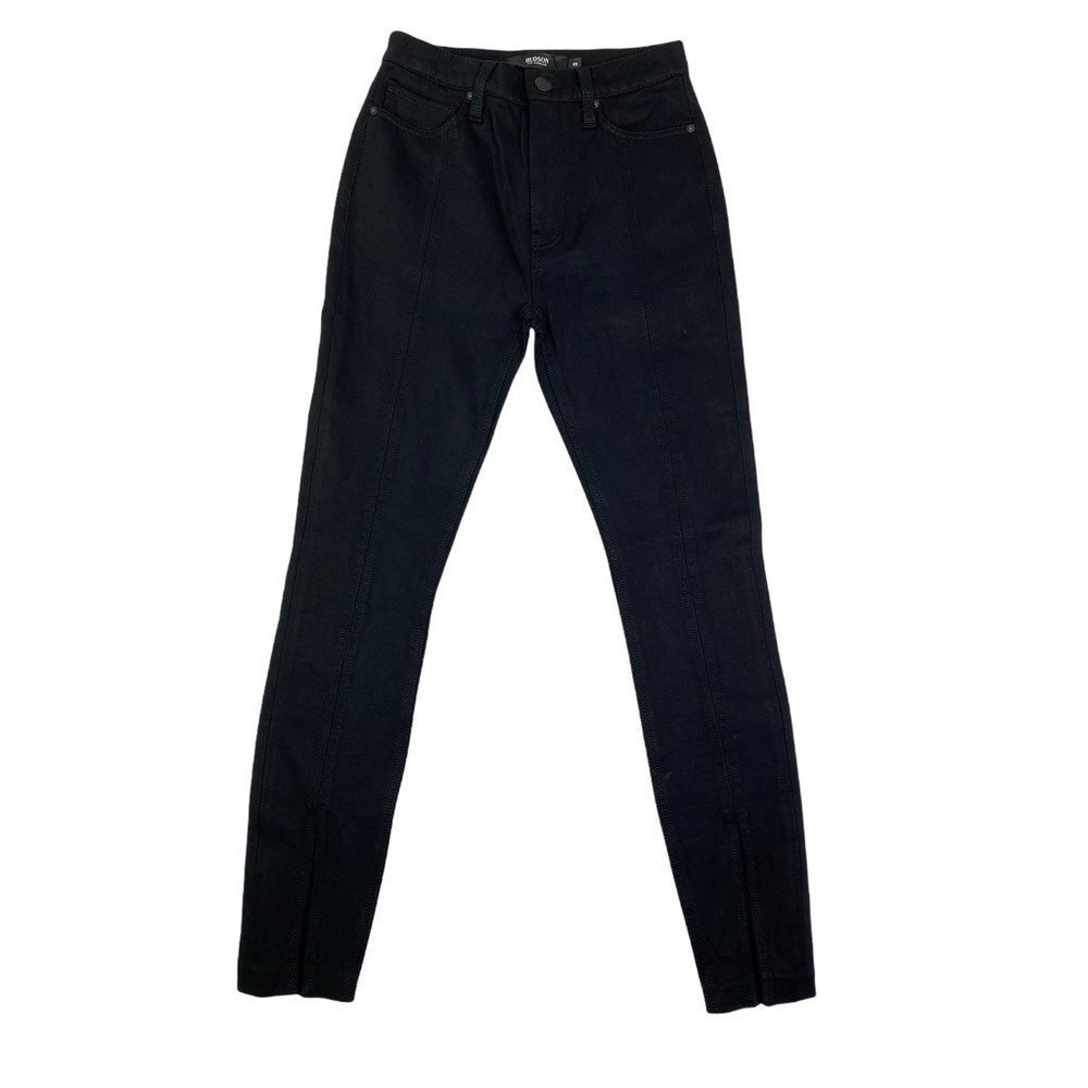 Hudson Womens Barbara Skinny Jeans Black‎ Pockets Denim Front Hem Slit 25 New